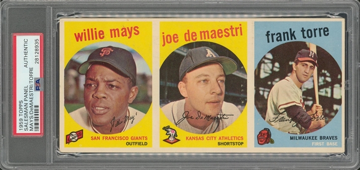 1959 Topps Salesmans Sample 3-Card Advertising Panel Featuring Willie Mays – PSA Authentic